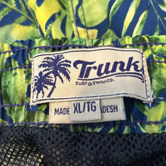 Trunks men’s blue and green tropical print swim trunks size XL - Picture 7 of 8